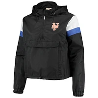 Women's Black New York Mets Plus Anorak Quarter-Zip Hoodie Jacket