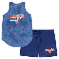 Ensemble de nuit Concepts Sport Royal New York Mets pour femmes, débardeur et short Cloud, grande taille