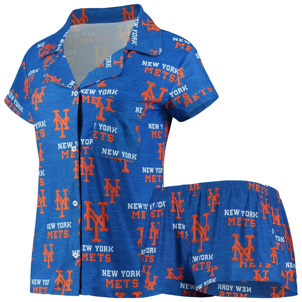 Lids New York Mets Concepts Sport Women's Zest Allover Print Button-Up Shirt  & Shorts Sleep Set - Royal