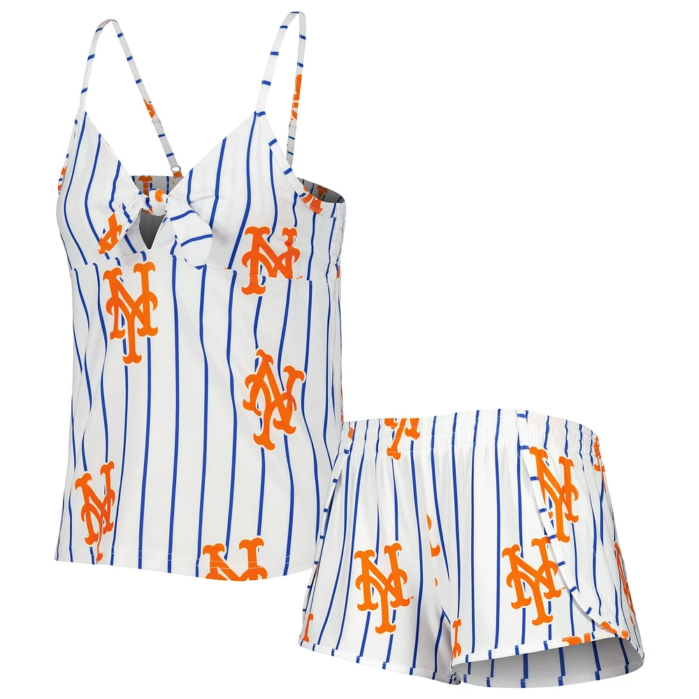 Women's Concepts Sport White New York Mets Reel Allover Print Tank Top & Shorts Sleep Set