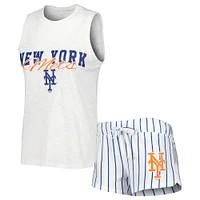 Ensemble de nuit avec débardeur et short à fines rayures Concepts Sport des Mets New York pour femmes