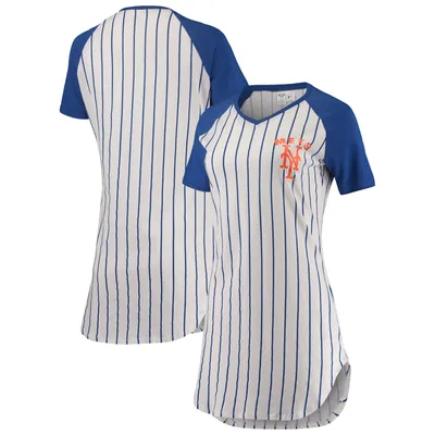 New York Mets Concepts Sport Women's Vigor Pinstripe Nightshirt - White