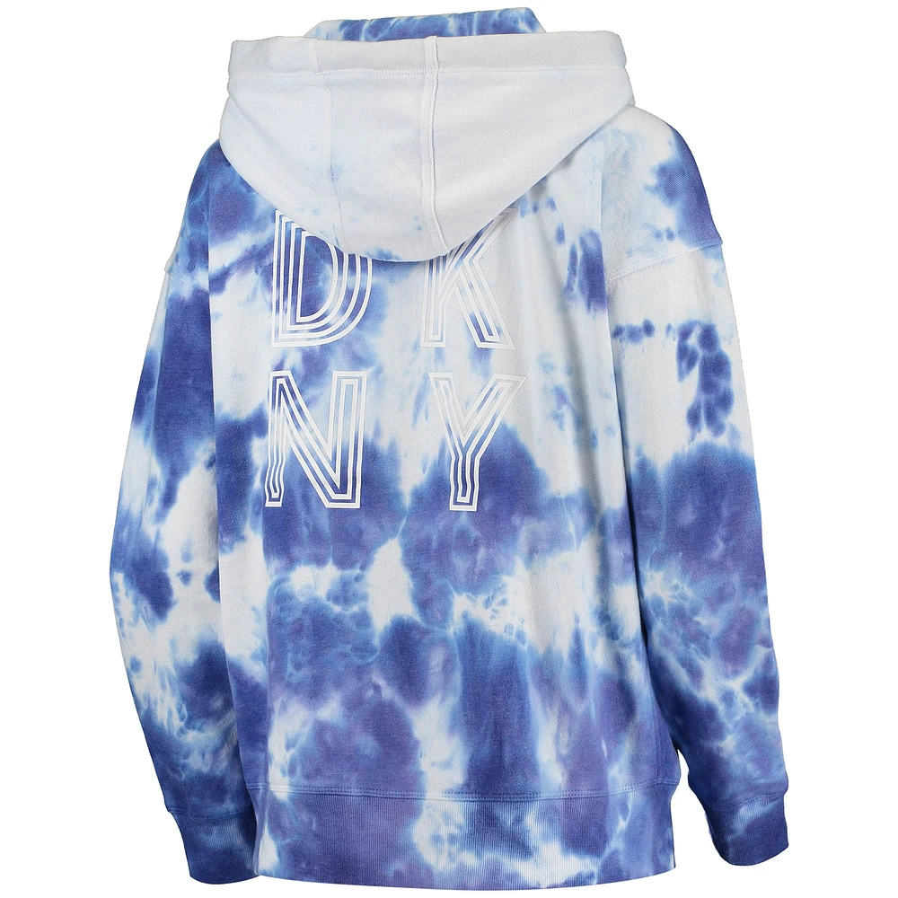 Sweat à capuche DKNY Sport blanc/royal New York Mets Dakota pour femme avec demi-glissière