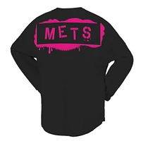 Women's Fanatics  Black New York Mets Neon Jersey Long Sleeve T-Shirt