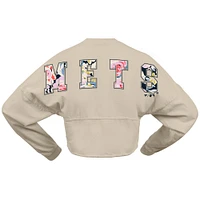 Women's Fanatics  Cream New York Mets Floral Preppy Cropped Long Sleeve T-Shirt