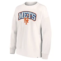 Women's Fanatics Cream New York Mets Leopard Pullover Sweatshirt