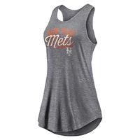 Women's Fanatics Heather Gray New York Mets Simplicity Swing Racerback Scoop Neck Tank Top