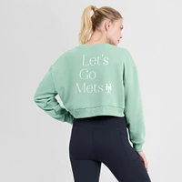 Women's Fanatics Mint New York Mets Studio Cropped Pullover Sweatshirt
