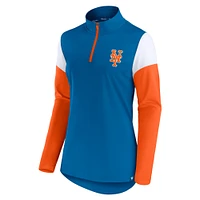 Women's Fanatics Royal/Orange New York Mets Authentic Fleece Quarter-Zip Jacket