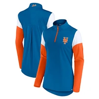 Women's Fanatics Royal/Orange New York Mets Authentic Fleece Quarter-Zip Jacket