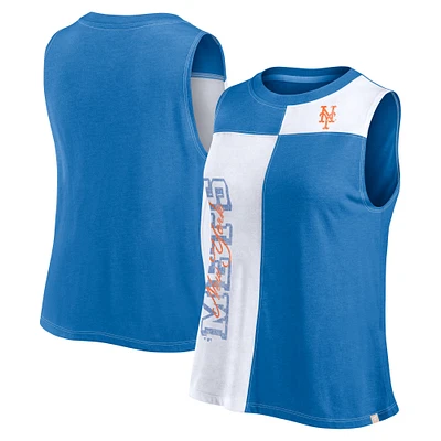 Débardeur color block Fanatics Royal/Blanc New York Mets pour femmes