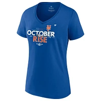 T-shirt grande taille à col en V pour femmes Fanatics Royal New York Mets 2022 Post-saison Vestiaire