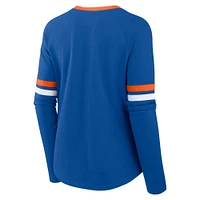 Women's Fanatics Royal New York Mets Won & Done Raglan Lace-Up Long Sleeve T-Shirt