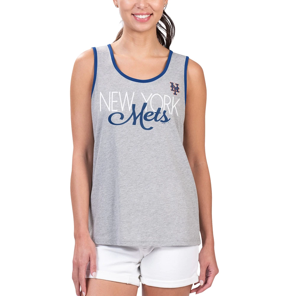 Women's G-III 4Her by Carl Banks Gray New York Mets Fastest Lap Tank Top