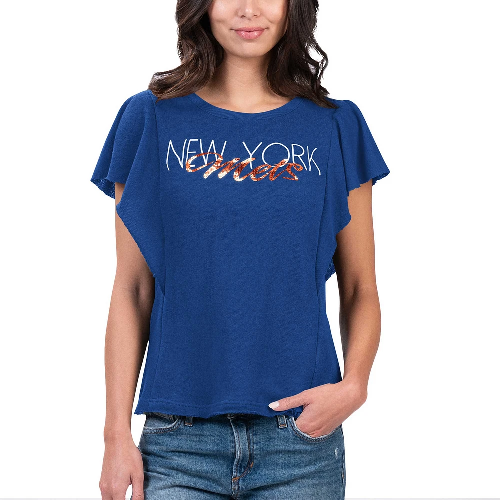 Women's G-III 4Her by Carl Banks Royal New York Mets Crowd Wave T-Shirt