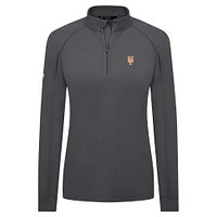 Women's Levelwear Charcoal New York Mets Kinetic Insignia 2.0 Raglan Quarter-Zip Top
