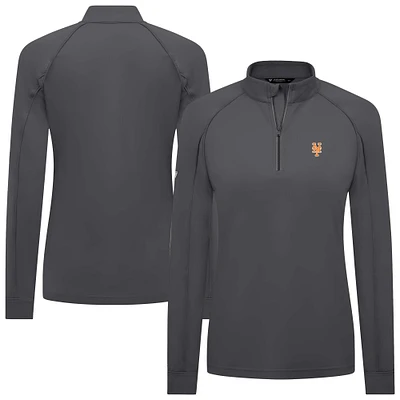 Women's Levelwear Charcoal New York Mets Kinetic Insignia 2.0 Raglan Quarter-Zip Top