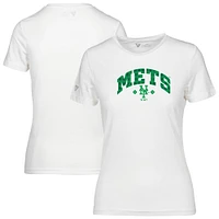 Women's Levelwear White New York Mets St. Patrick's Day Maddox Plaid T-Shirt