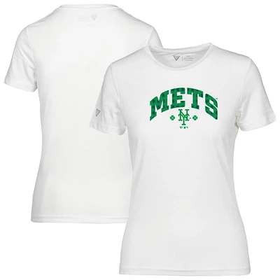 Women's Levelwear White New York Mets St. Patrick's Day Maddox Plaid T-Shirt