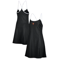 Women's Lusso  Black New York Mets Nakita Strappy Scoop Neck Dress