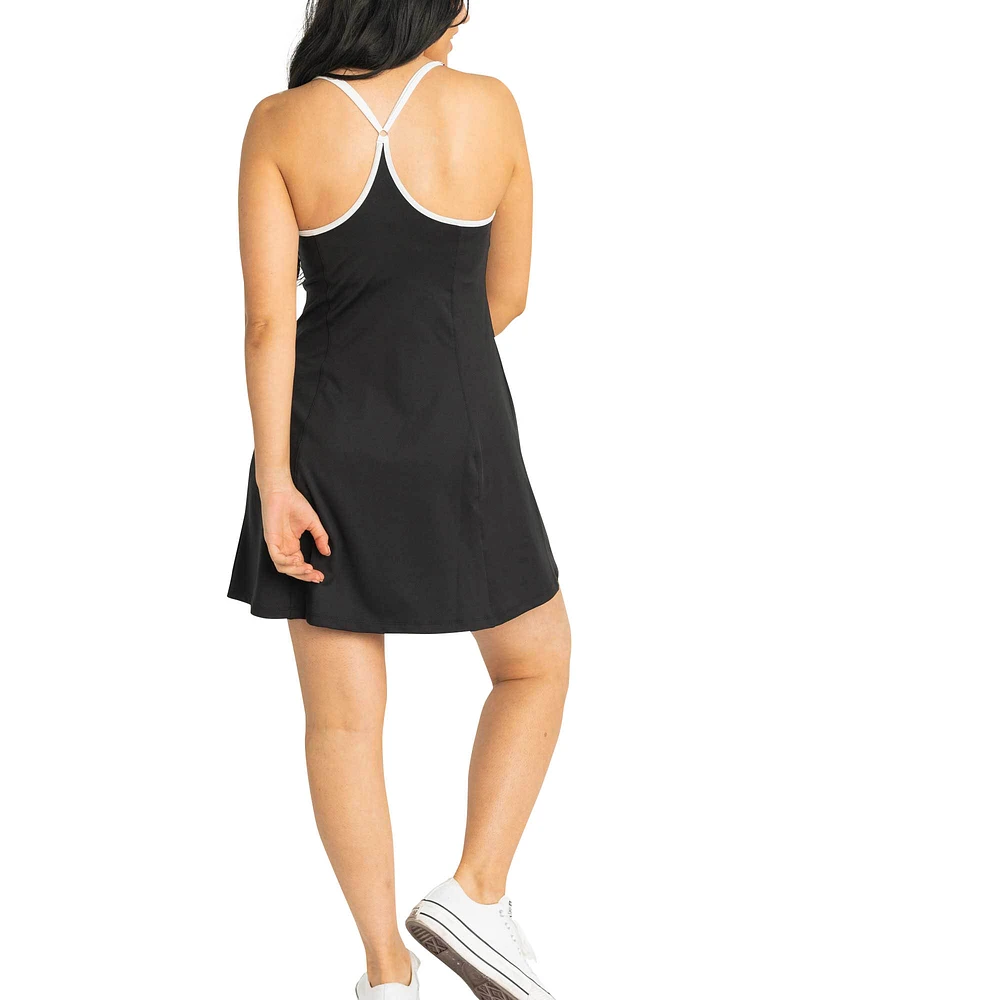 Women's Lusso  Black New York Mets Nakita Strappy Scoop Neck Dress