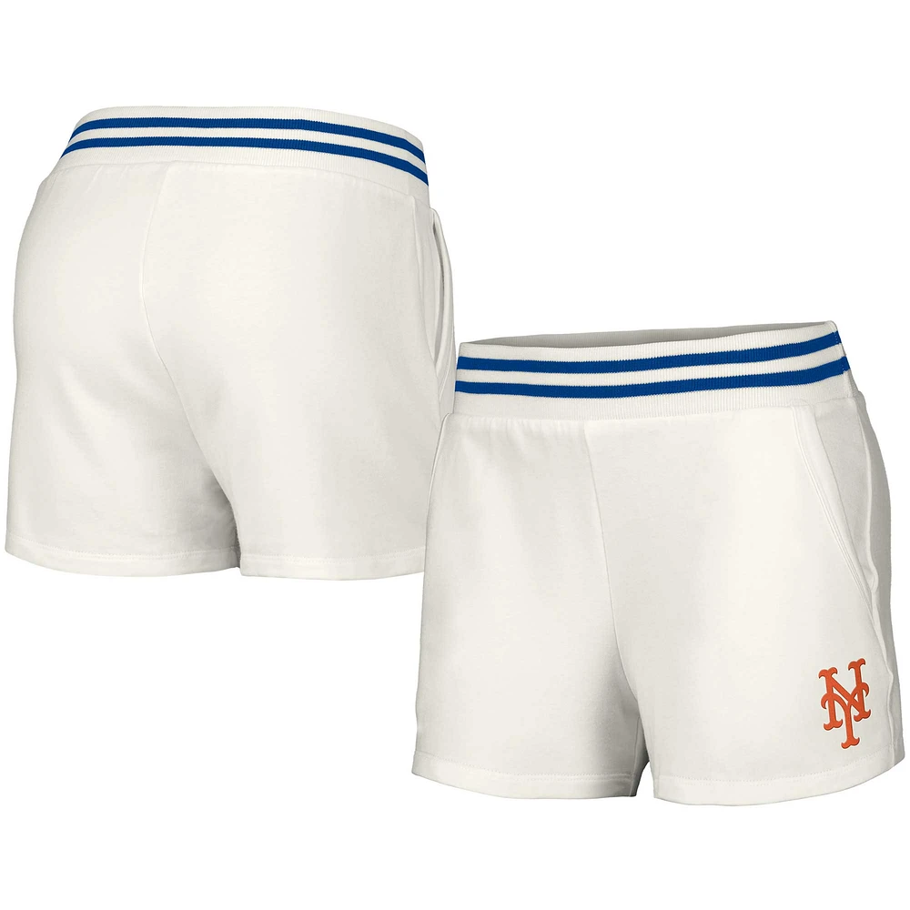 Women's Lusso  White New York Mets Maeg Tri-Blend Pocket Shorts