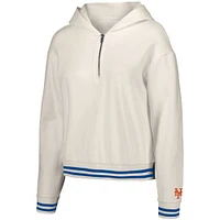 Women's Lusso  White New York Mets Magnolia Tri-Blend Quarter-Zip Hoodie