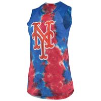 Women's Majestic Threads Red/Blue New York Mets Tie-Dye Tri-Blend Muscle Tank Top