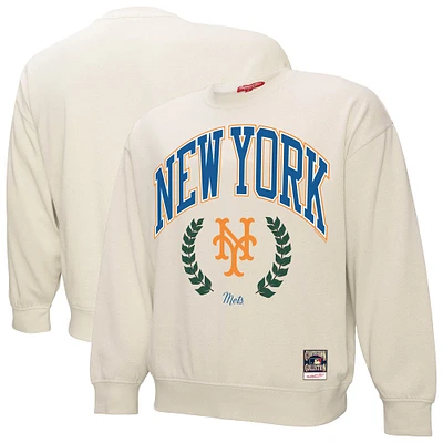 Women's Mitchell & Ness Cream New York Mets Cooperstown Collection Laurel Pullover Sweatshirt