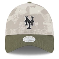 Women's New Era Light Beige/Olive New York Mets 2025 Armed Forces Day 9TWENTY Adjustable Hat