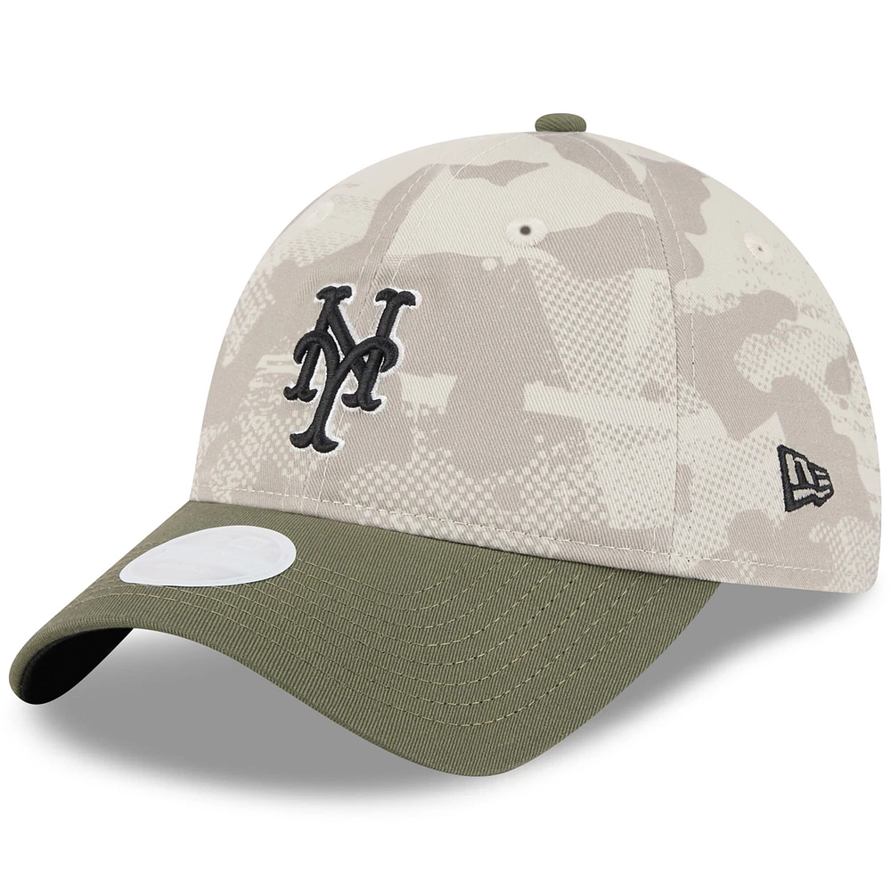 Women's New Era Light Beige/Olive New York Mets 2025 Armed Forces Day 9TWENTY Adjustable Hat