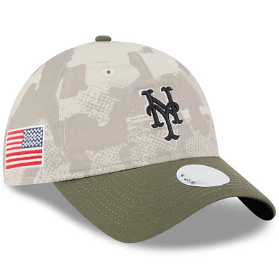 Women's New Era Light Beige/Olive New York Mets 2025 Armed Forces Day 9TWENTY Adjustable Hat
