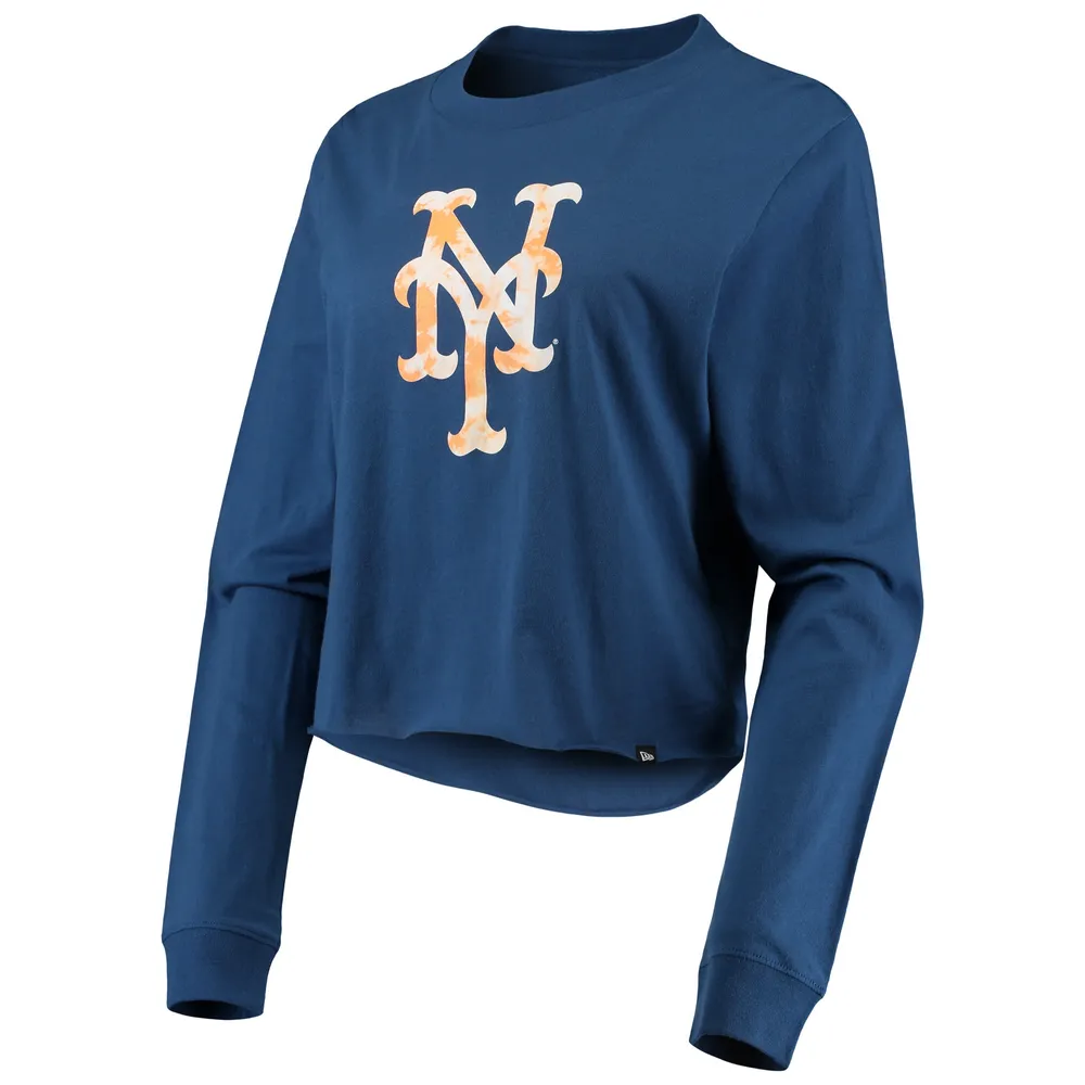 Women's New Era Royal York Mets Baby Jersey Cropped Long Sleeve T-Shirt Size: Medium