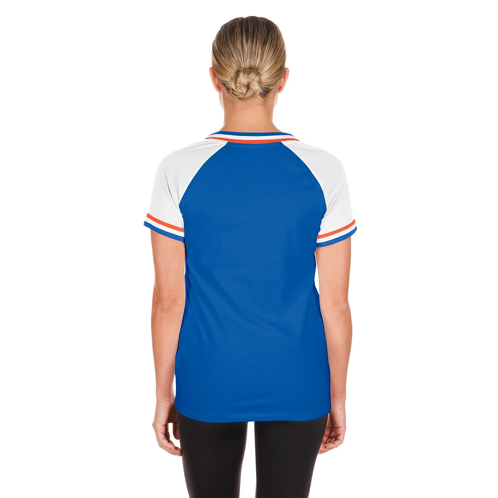 Women's New Era Royal York Mets Gameday Raglan V-Neck T-Shirt