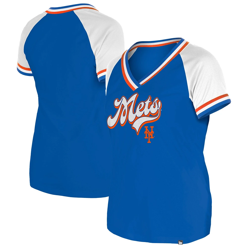 Women's New Era Royal York Mets Gameday Raglan V-Neck T-Shirt