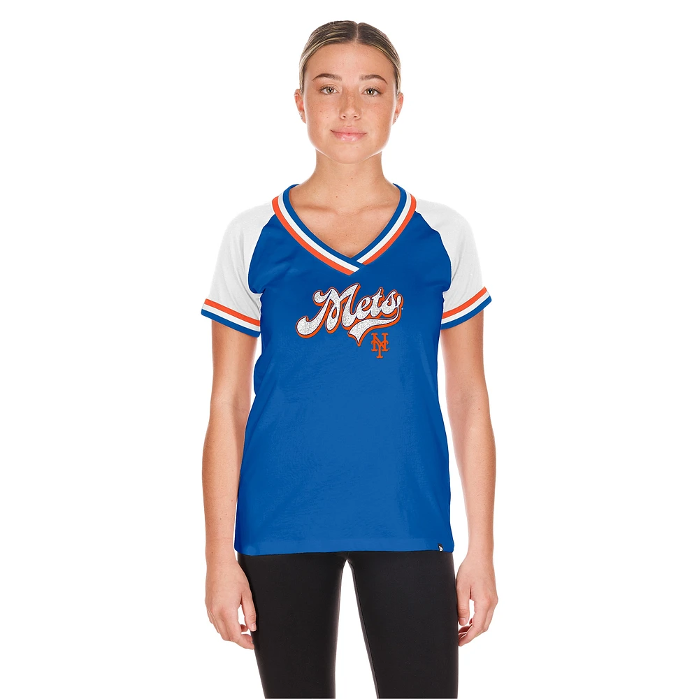 Women's New Era Royal York Mets Gameday Raglan V-Neck T-Shirt