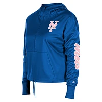 Sweat à capuche demi-zip New Era Royal York Mets pour femme