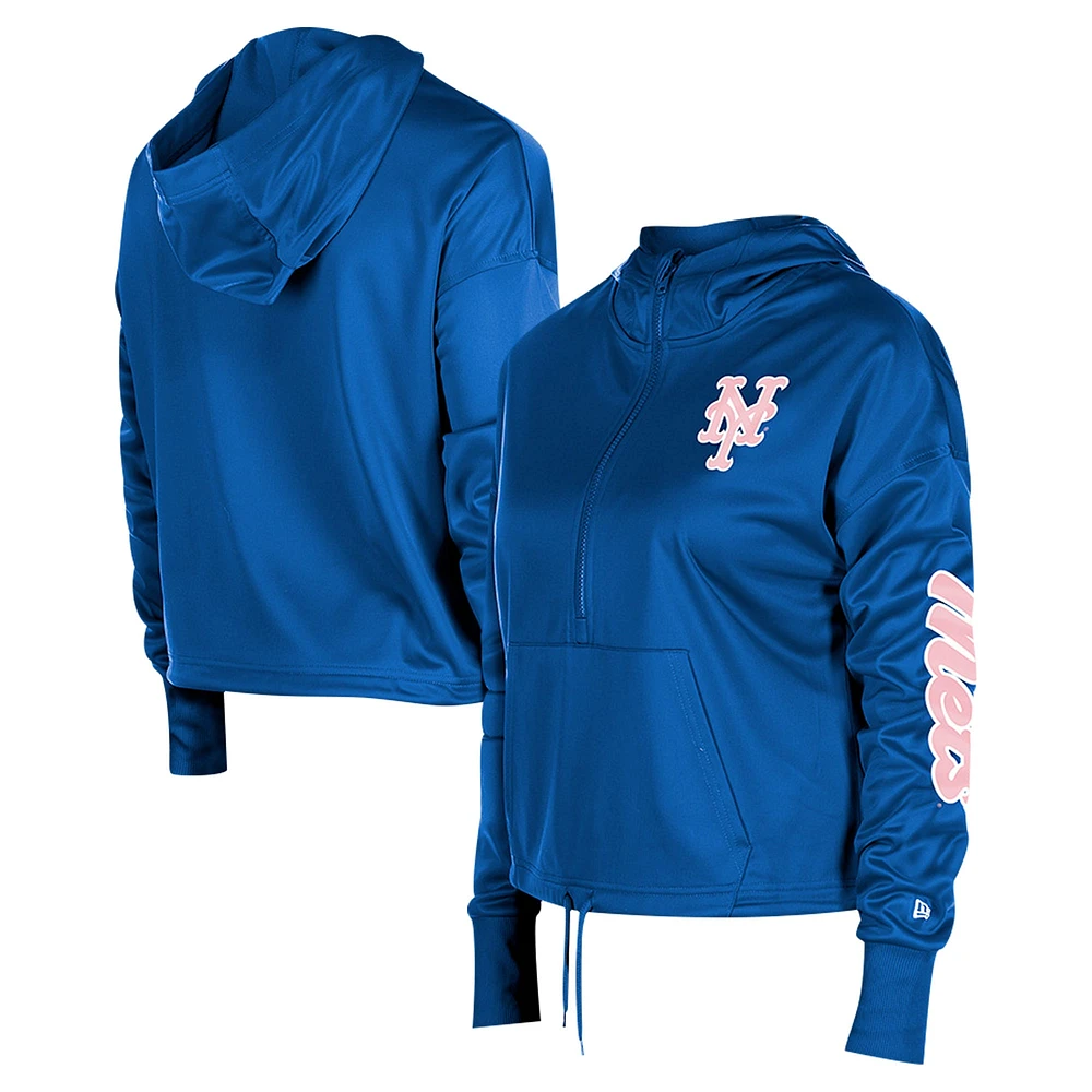 Sweat à capuche demi-zip New Era Royal York Mets pour femme