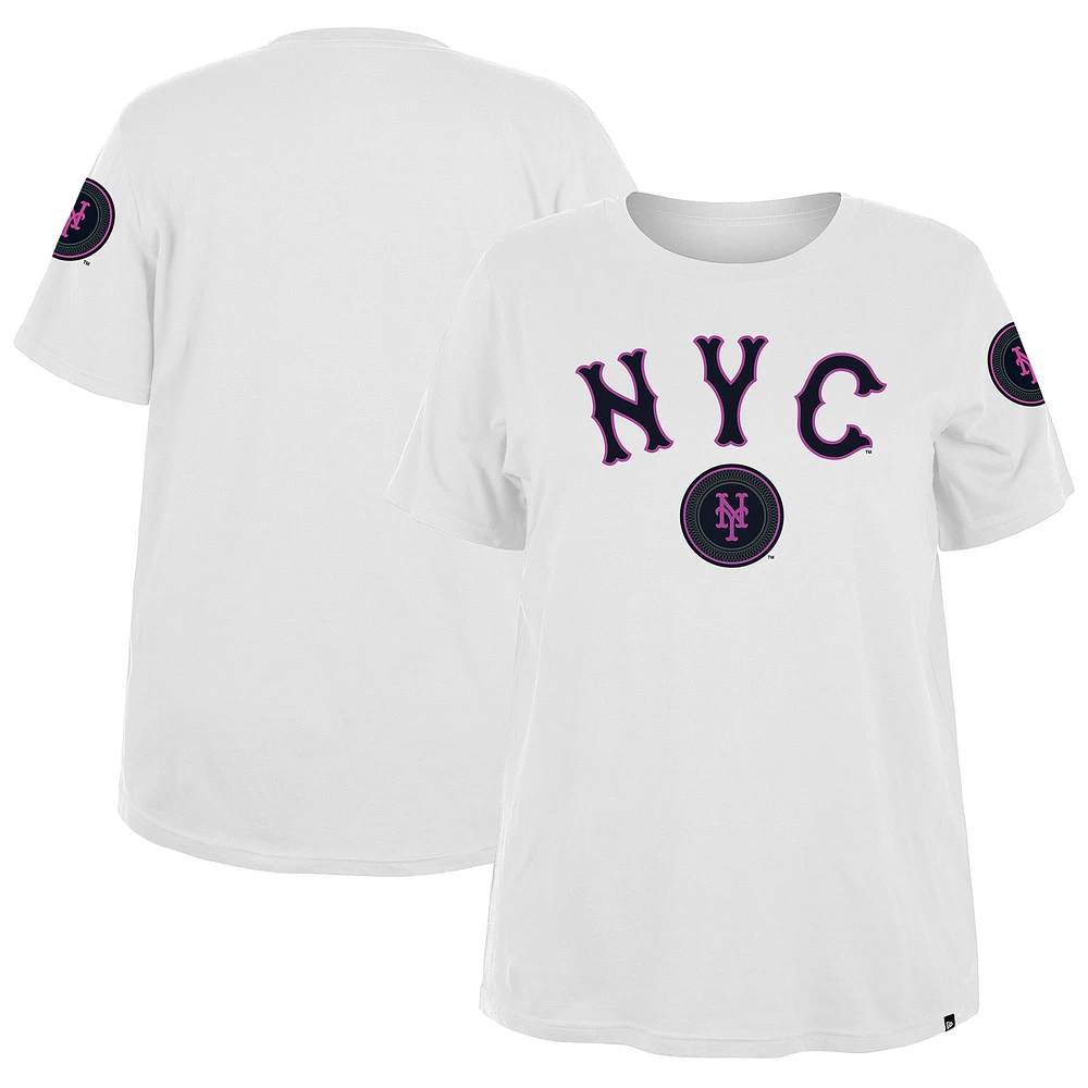 T-shirt New Era blanc grande taille York Mets 2024 City Connect pour femme