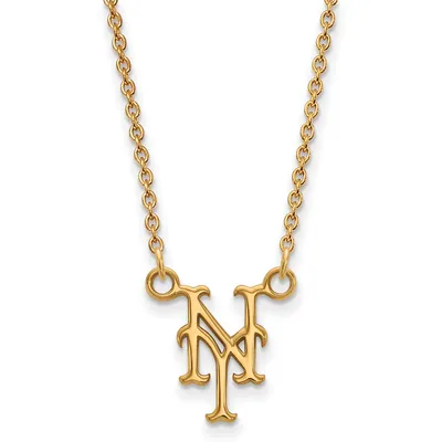 New York Mets Women's 18'' 14k Yellow Gold Small Pendant Necklace