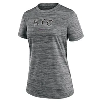 Women's Nike  Charcoal New York Mets 2024 City Connect Authentic Collection Performance Practice Velocity T-Shirt