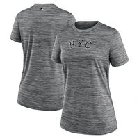 T-shirt Nike Charcoal New York Mets 2024 City Connect Authentic Collection Performance Practice Velocity pour femme