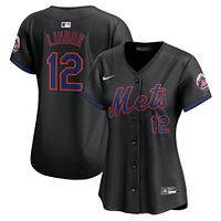 Maillot de joueur alternatif limité Nike Francisco Lindor pour femme, noir, New York Mets