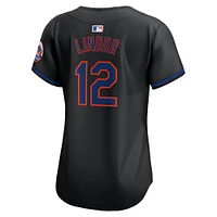 Maillot de joueur alternatif limité Nike Francisco Lindor pour femme, noir, New York Mets