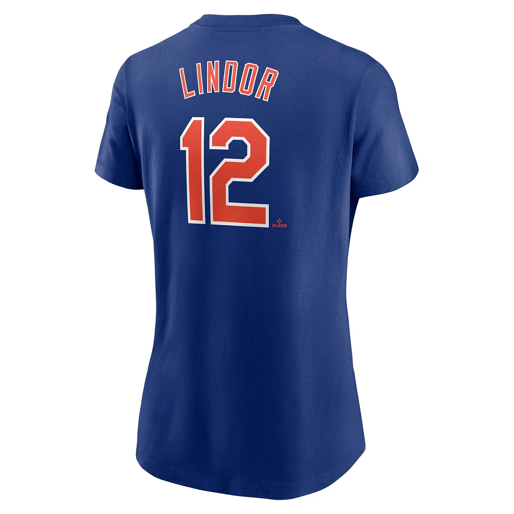 T-shirt Nike pour femme Francisco Lindor Royal New York Mets Fuse avec nom et numéro