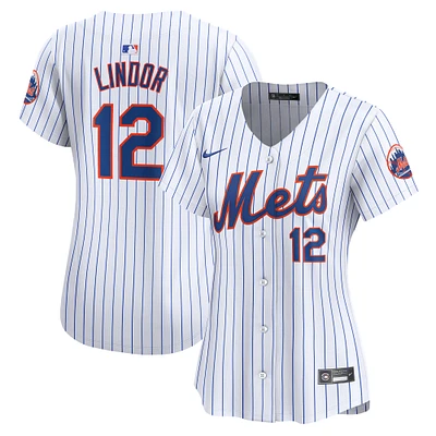 Maillot de joueur Nike Francisco Lindor pour femme, blanc, New York Mets, domicile limité