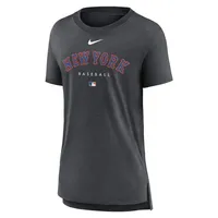 Women's Nike Heather Charcoal New York Mets Authentic Collection Early Work Tri-Blend T-Shirt