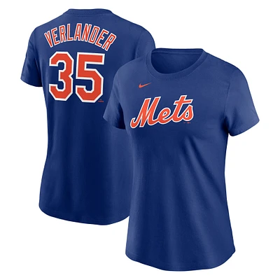 T-shirt Nike Justin Verlander Royal New York Mets 2023 avec nom et numéro pour femme