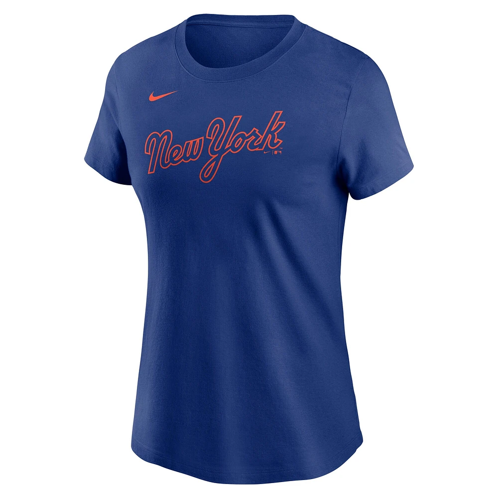 T-shirt Nike Mark Vientos Royal New York Mets Fuse avec nom et numéro pour femme