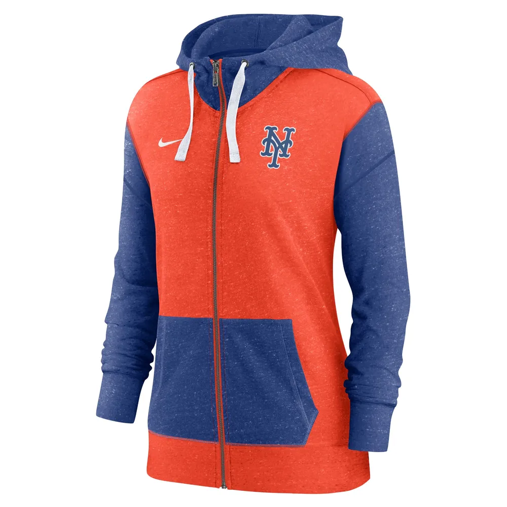 Sweat à capuche entièrement zippé Nike Mets de New York orange pour femme